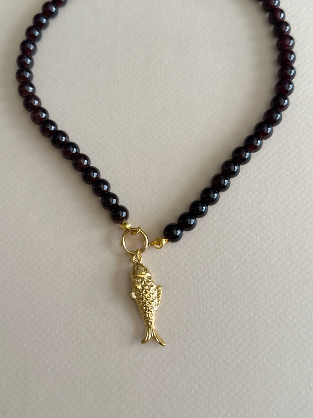 Fish Brown Bead Necklace N2103 - Picture 4 of 5